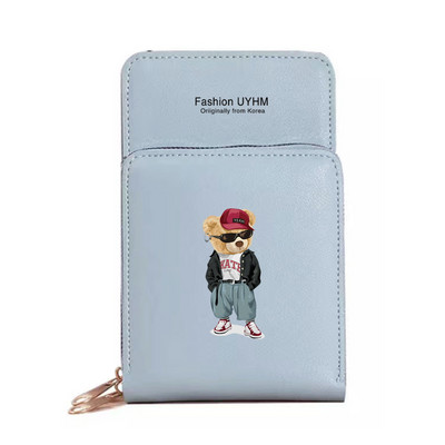 Uued Naiste Rahakotid Mobiiltelefoni kott Pu Nahast kaardipakk Naiste õlakotid Karu Print Puuteekraan Mobiiltelefoni rahakott