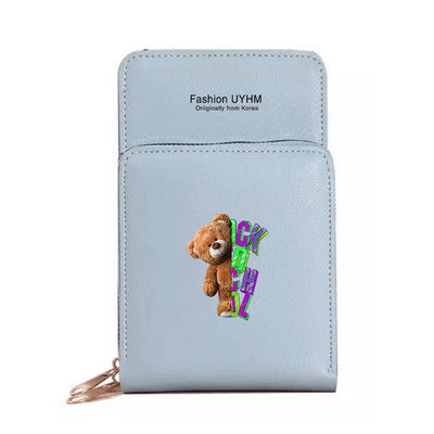 Uued Naiste Rahakotid Mobiiltelefoni kott Pu Nahast kaardipakk Naiste õlakotid Karu Print Puuteekraan Mobiiltelefoni rahakott