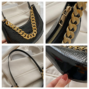 Driga Дамски 2022 г. Нови модни чанти за подмишници Чанти за през рамо с верига с крокодилска шарка Едноцветна изкуствена кожа Елегантни чанти за скитници