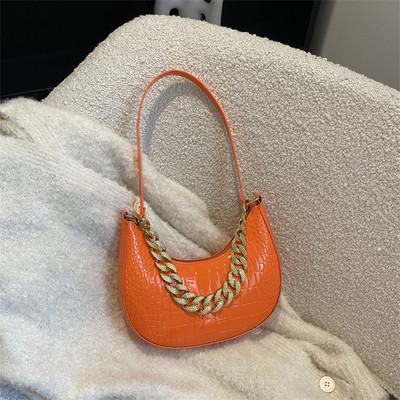 Driga Women 2022 Νέα μόδα τσάντες μασχάλης Τσάντες ώμου με αλυσίδα κροκόδειλου πατέν Μονόχρωμες δερμάτινες κομψές τσάντες hobo