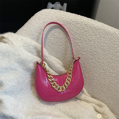 Driga Women 2022 Νέα μόδα τσάντες μασχάλης Τσάντες ώμου με αλυσίδα κροκόδειλου πατέν Μονόχρωμες δερμάτινες κομψές τσάντες hobo