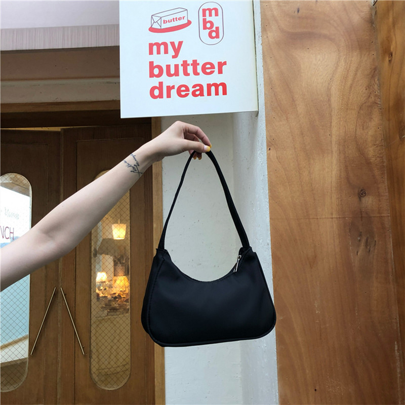 Culoarea bomboană Genți de mână din nailon Hobos pentru femei, genți de umăr mici, genți de umăr, poșete simple pentru fete, Bolso Mujer