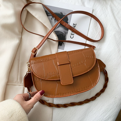 Νέα 2021 Fashion Women PU Δερμάτινη τσάντα σέλας ώμου μονόχρωμη Vintage επώνυμη Γυναικεία Casual Travel Τσάντες χιαστί τσάντα Messenger