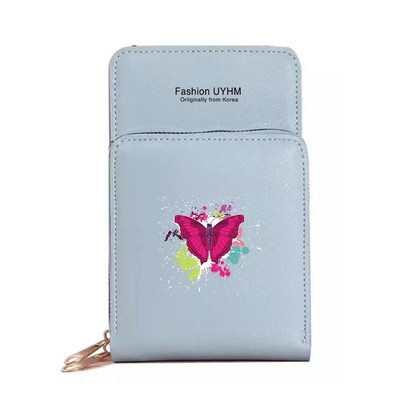 Moodsad naiste rahakotid puutetundliku ekraaniga mobiiltelefonikott Nahast kaardipakk Liblikasprint Tõmblukk Hoiukott Naiste Ristkeha kotid