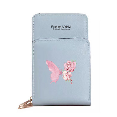 Moodsad naiste rahakotid puutetundliku ekraaniga mobiiltelefonikott Nahast kaardipakk Liblikasprint Tõmblukk Hoiukott Naiste Ristkeha kotid