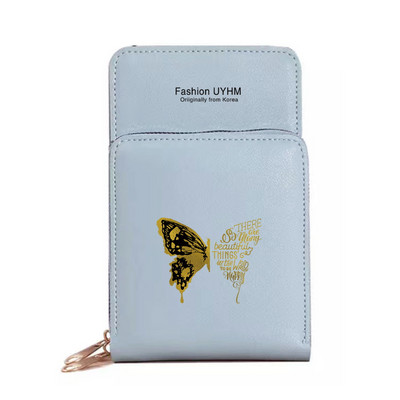 Moodsad naiste rahakotid puutetundliku ekraaniga mobiiltelefonikott Nahast kaardipakk Liblikasprint Tõmblukk Hoiukott Naiste Ristkeha kotid