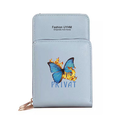 Moodsad naiste rahakotid puutetundliku ekraaniga mobiiltelefonikott Nahast kaardipakk Liblikasprint Tõmblukk Hoiukott Naiste Ristkeha kotid