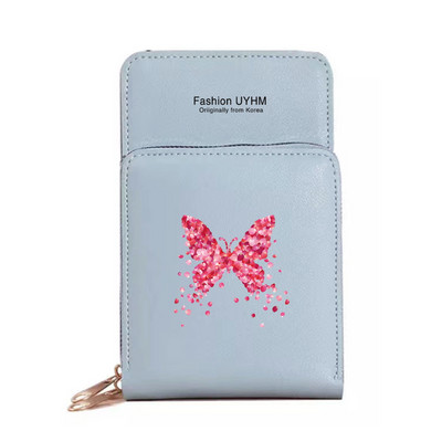 Moodsad naiste rahakotid puutetundliku ekraaniga mobiiltelefonikott Nahast kaardipakk Liblikasprint Tõmblukk Hoiukott Naiste Ristkeha kotid