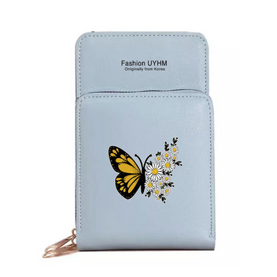 Moodsad naiste rahakotid puutetundliku ekraaniga mobiiltelefonikott Nahast kaardipakk Liblikasprint Tõmblukk Hoiukott Naiste Ristkeha kotid