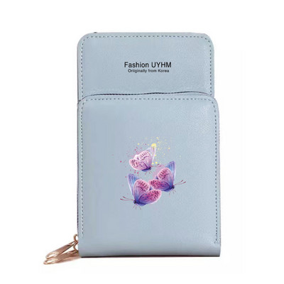 Moodsad naiste rahakotid puutetundliku ekraaniga mobiiltelefonikott Nahast kaardipakk Liblikasprint Tõmblukk Hoiukott Naiste Ristkeha kotid