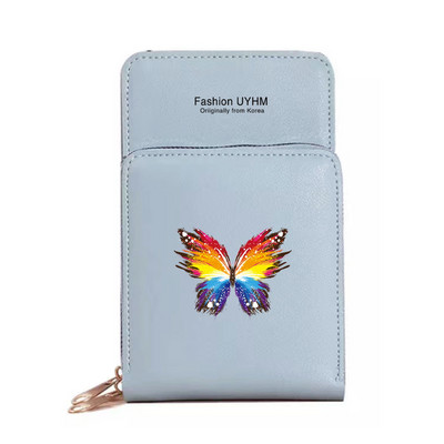 Moodsad naiste rahakotid puutetundliku ekraaniga mobiiltelefonikott Nahast kaardipakk Liblikasprint Tõmblukk Hoiukott Naiste Ristkeha kotid