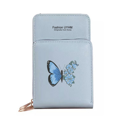 Moodsad naiste rahakotid puutetundliku ekraaniga mobiiltelefonikott Nahast kaardipakk Liblikasprint Tõmblukk Hoiukott Naiste Ristkeha kotid