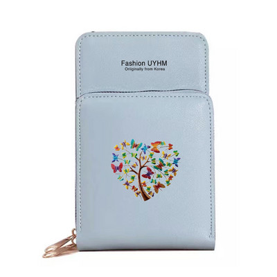 Moodsad naiste rahakotid puutetundliku ekraaniga mobiiltelefonikott Nahast kaardipakk Liblikasprint Tõmblukk Hoiukott Naiste Ristkeha kotid