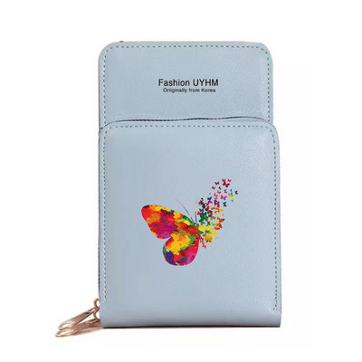 Moodsad naiste rahakotid puutetundliku ekraaniga mobiiltelefonikott Nahast kaardipakk Liblikasprint Tõmblukk Hoiukott Naiste Ristkeha kotid