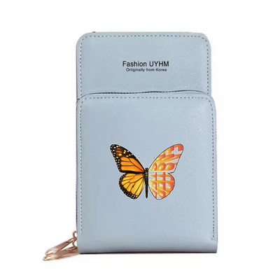 Moodsad naiste rahakotid puutetundliku ekraaniga mobiiltelefonikott Nahast kaardipakk Liblikasprint Tõmblukk Hoiukott Naiste Ristkeha kotid