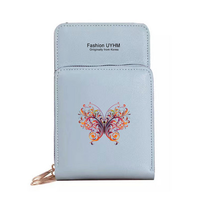 Moodsad naiste rahakotid puutetundliku ekraaniga mobiiltelefonikott Nahast kaardipakk Liblikasprint Tõmblukk Hoiukott Naiste Ristkeha kotid