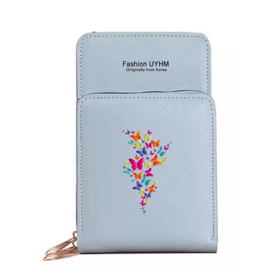 Moodsad naiste rahakotid puutetundliku ekraaniga mobiiltelefonikott Nahast kaardipakk Liblikasprint Tõmblukk Hoiukott Naiste Ristkeha kotid