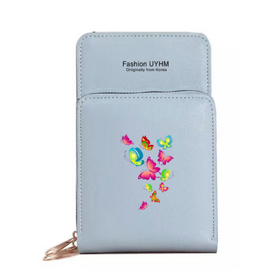 Moodsad naiste rahakotid puutetundliku ekraaniga mobiiltelefonikott Nahast kaardipakk Liblikasprint Tõmblukk Hoiukott Naiste Ristkeha kotid