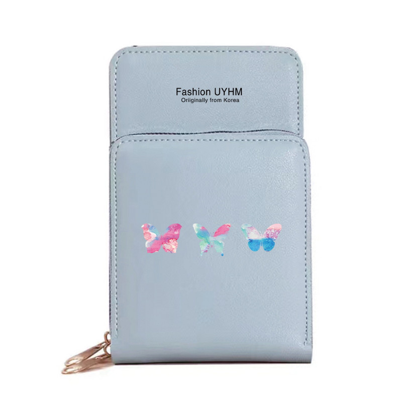 Moodsad naiste rahakotid puutetundliku ekraaniga mobiiltelefonikott Nahast kaardipakk Liblikasprint Tõmblukk Hoiukott Naiste Ristkeha kotid