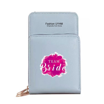 Моден дамски портфейл със сензорен екран, чанта за мобилен телефон, пакет от карти от изкуствена кожа, портмоне за съхранение на булка с печат, дамски чанти за рамо