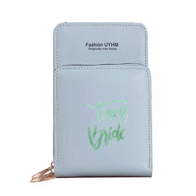 Моден дамски портфейл със сензорен екран, чанта за мобилен телефон, пакет от карти от изкуствена кожа, портмоне за съхранение на булка с печат, дамски чанти за рамо