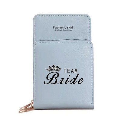 Моден дамски портфейл със сензорен екран, чанта за мобилен телефон, пакет от карти от изкуствена кожа, портмоне за съхранение на булка с печат, дамски чанти за рамо