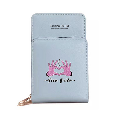 Моден дамски портфейл със сензорен екран, чанта за мобилен телефон, пакет от карти от изкуствена кожа, портмоне за съхранение на булка с печат, дамски чанти за рамо