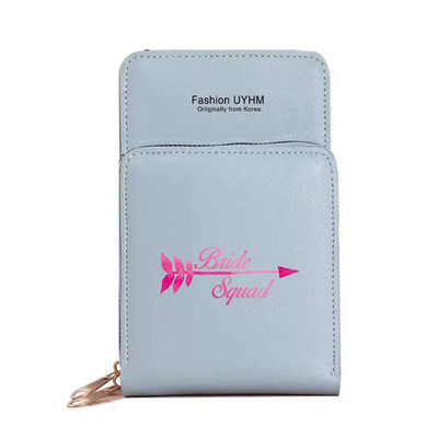 Моден дамски портфейл със сензорен екран, чанта за мобилен телефон, пакет от карти от изкуствена кожа, портмоне за съхранение на булка с печат, дамски чанти за рамо