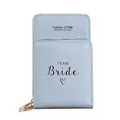 Моден дамски портфейл със сензорен екран, чанта за мобилен телефон, пакет от карти от изкуствена кожа, портмоне за съхранение на булка с печат, дамски чанти за рамо