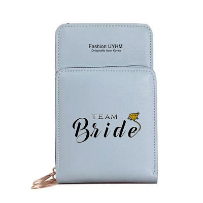 Моден дамски портфейл със сензорен екран, чанта за мобилен телефон, пакет от карти от изкуствена кожа, портмоне за съхранение на булка с печат, дамски чанти за рамо