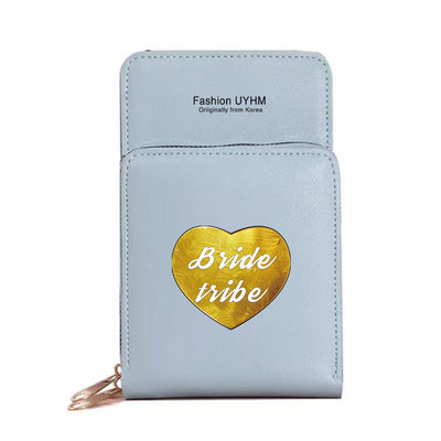 Моден дамски портфейл със сензорен екран, чанта за мобилен телефон, пакет от карти от изкуствена кожа, портмоне за съхранение на булка с печат, дамски чанти за рамо