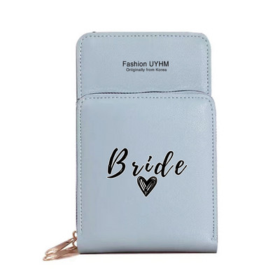 Моден дамски портфейл със сензорен екран, чанта за мобилен телефон, пакет от карти от изкуствена кожа, портмоне за съхранение на булка с печат, дамски чанти за рамо