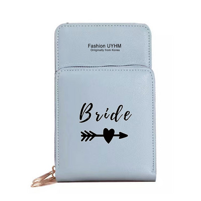 Моден дамски портфейл със сензорен екран, чанта за мобилен телефон, пакет от карти от изкуствена кожа, портмоне за съхранение на булка с печат, дамски чанти за рамо