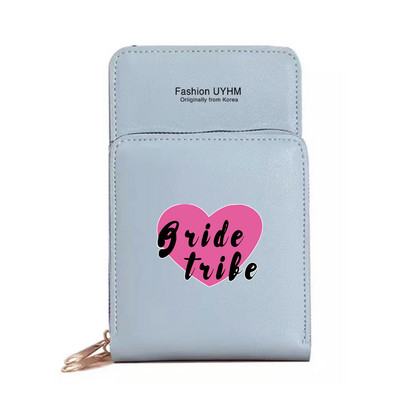 Моден дамски портфейл със сензорен екран, чанта за мобилен телефон, пакет от карти от изкуствена кожа, портмоне за съхранение на булка с печат, дамски чанти за рамо