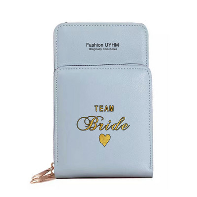 Моден дамски портфейл със сензорен екран, чанта за мобилен телефон, пакет от карти от изкуствена кожа, портмоне за съхранение на булка с печат, дамски чанти за рамо