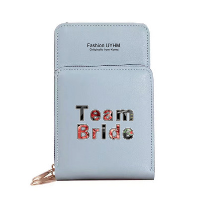 Моден дамски портфейл със сензорен екран, чанта за мобилен телефон, пакет от карти от изкуствена кожа, портмоне за съхранение на булка с печат, дамски чанти за рамо