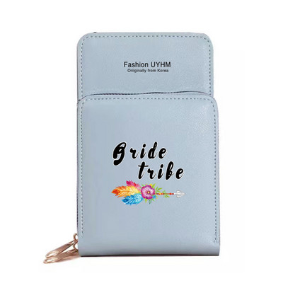 Моден дамски портфейл със сензорен екран, чанта за мобилен телефон, пакет от карти от изкуствена кожа, портмоне за съхранение на булка с печат, дамски чанти за рамо