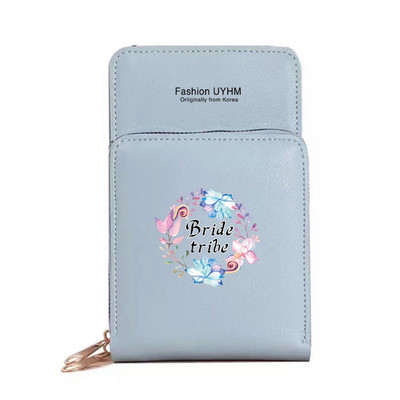 Моден дамски портфейл със сензорен екран, чанта за мобилен телефон, пакет от карти от изкуствена кожа, портмоне за съхранение на булка с печат, дамски чанти за рамо