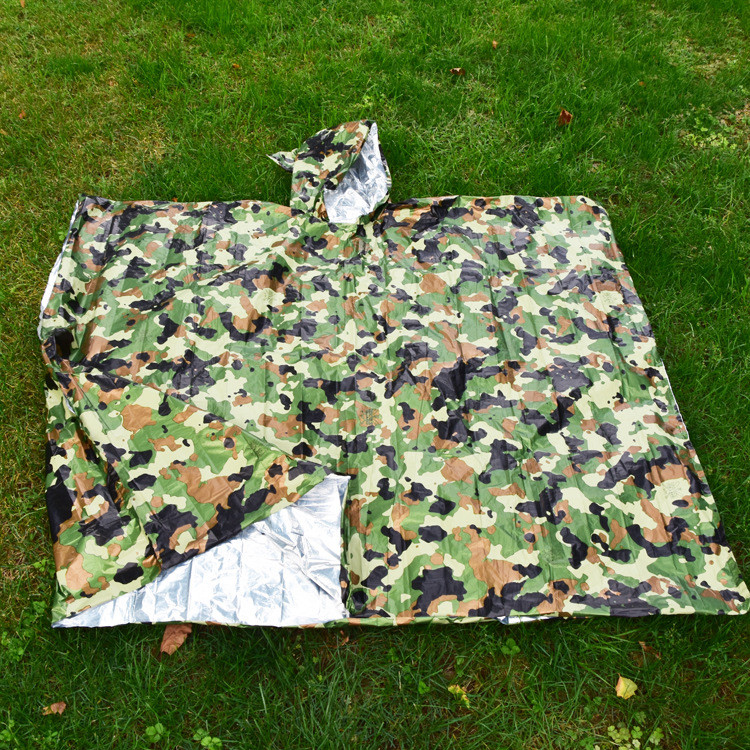 Vodootporna kabanica za hitne slučajeve Aluminijska folija Pončo za jednokratnu upotrebu Hladna izolacija Kišna odjeća Deke Alat za preživljavanje Oprema za kampiranje
