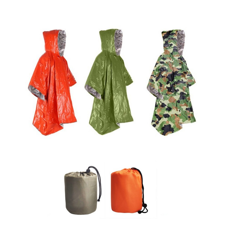 Vodootporna kabanica za hitne slučajeve Aluminijska folija Pončo za jednokratnu upotrebu Hladna izolacija Kišna odjeća Deke Alat za preživljavanje Oprema za kampiranje