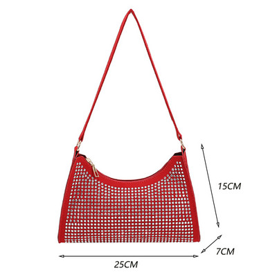Модна вечерна чанта през рамо с кристали Дамска лъскава вечеря Сватбена дамска чанта Цилиндрична чанта през рамо за жени Модерни за 2022 г.