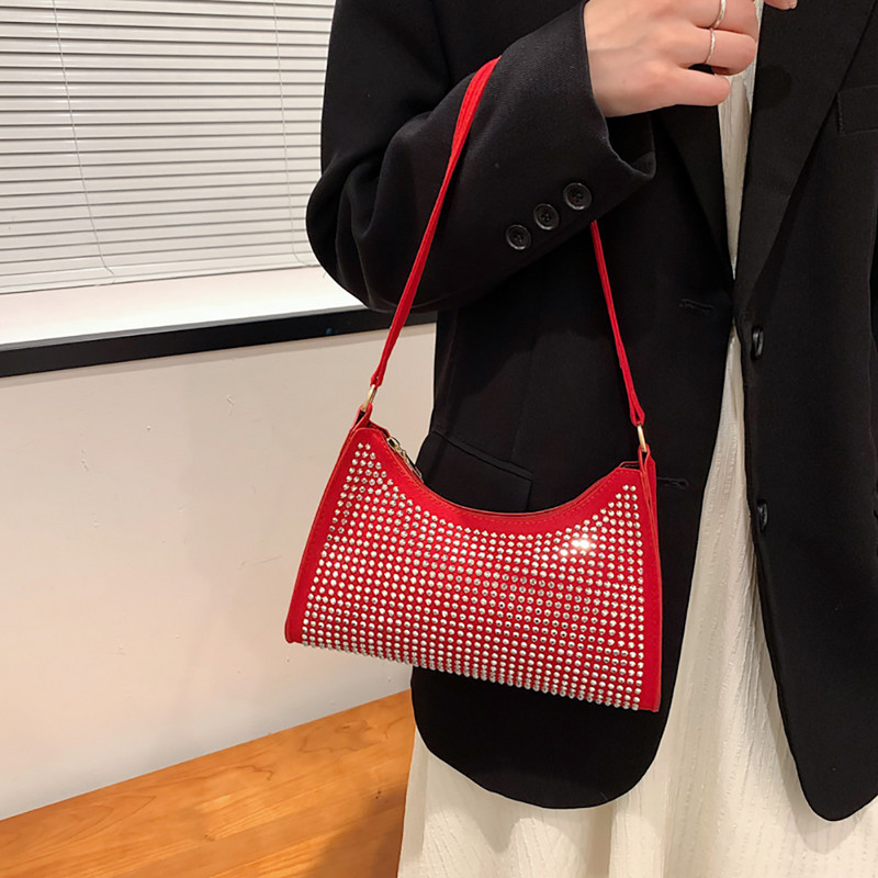 Модна вечерна чанта през рамо с кристали Дамска лъскава вечеря Сватбена дамска чанта Цилиндрична чанта през рамо за жени Модерни за 2022 г.