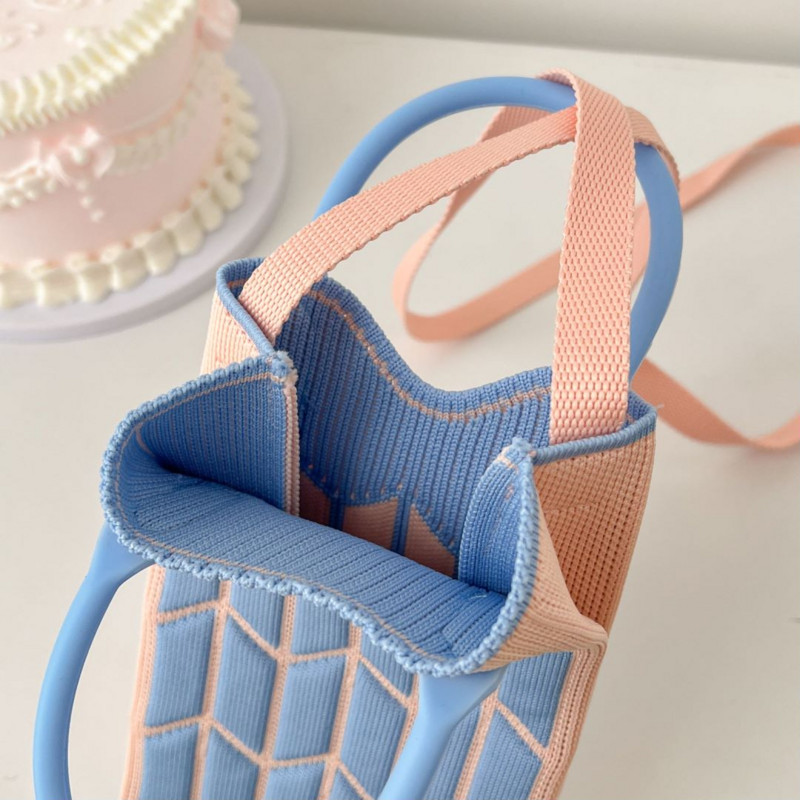 Kommivärvi kootud naiste õla niši disainiga plisseeritud diagonaalne kott Naiste minitelefonikott Kootud väike ostukäekott