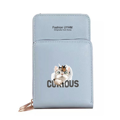 Μόδα γυναικεία πορτοφόλια Πακέτο κάρτας Οθόνη αφής Τσάντα κινητού τηλεφώνου Γάτα τσάντα αποθήκευσης εκτύπωσης Γυναικεία τσάντες χιαστί Τσάντες-κλειδί θήκη