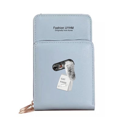 Μόδα γυναικεία πορτοφόλια Πακέτο κάρτας Οθόνη αφής Τσάντα κινητού τηλεφώνου Γάτα τσάντα αποθήκευσης εκτύπωσης Γυναικεία τσάντες χιαστί Τσάντες-κλειδί θήκη
