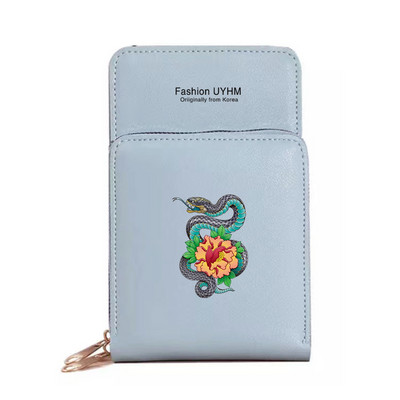 Μόδα γυναικεία πορτοφόλια Πακέτο κάρτας Οθόνη αφής Τσάντα κινητού τηλεφώνου Cobra Τσάντα αποθήκευσης εκτύπωσης Γυναικεία τσάντες ώμου Messenger Θήκη κλειδιού