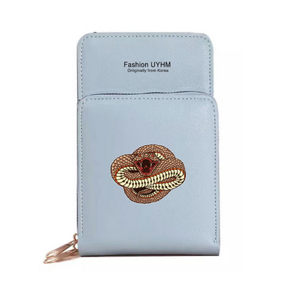 Μόδα γυναικεία πορτοφόλια Πακέτο κάρτας Οθόνη αφής Τσάντα κινητού τηλεφώνου Cobra Τσάντα αποθήκευσης εκτύπωσης Γυναικεία τσάντες ώμου Messenger Θήκη κλειδιού