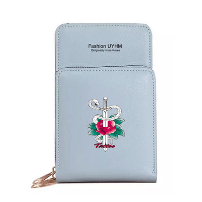 Μόδα γυναικεία πορτοφόλια Πακέτο κάρτας Οθόνη αφής Τσάντα κινητού τηλεφώνου Cobra Τσάντα αποθήκευσης εκτύπωσης Γυναικεία τσάντες ώμου Messenger Θήκη κλειδιού