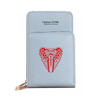 Μόδα γυναικεία πορτοφόλια Πακέτο κάρτας Οθόνη αφής Τσάντα κινητού τηλεφώνου Cobra Τσάντα αποθήκευσης εκτύπωσης Γυναικεία τσάντες ώμου Messenger Θήκη κλειδιού