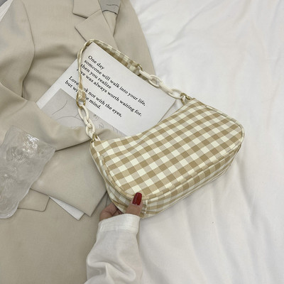 Mood naistele Oxfordi riidest ruuduline mustriga trükkimine õlakott kaenlaaluste vabaaja naiste kett Väike rahakott käekotid 2021 uus